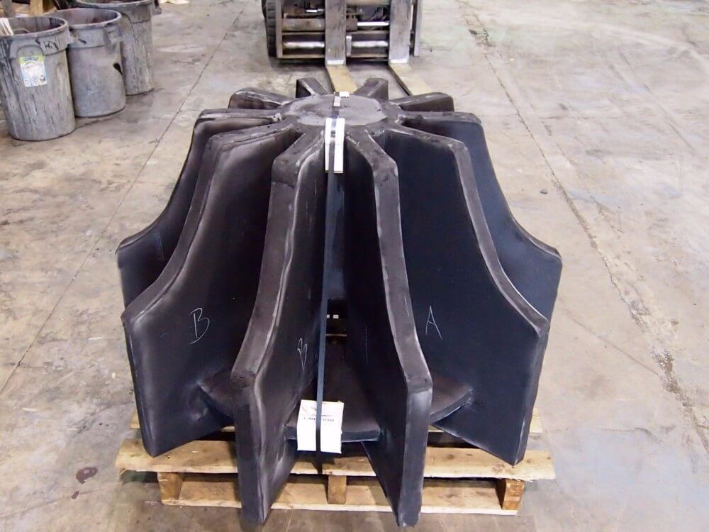 Flotation machine impeller rubber lined